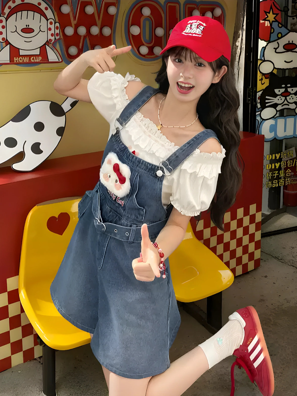 Sweet Bunny Denim Overall Shorts-Dresses-ntbhshop