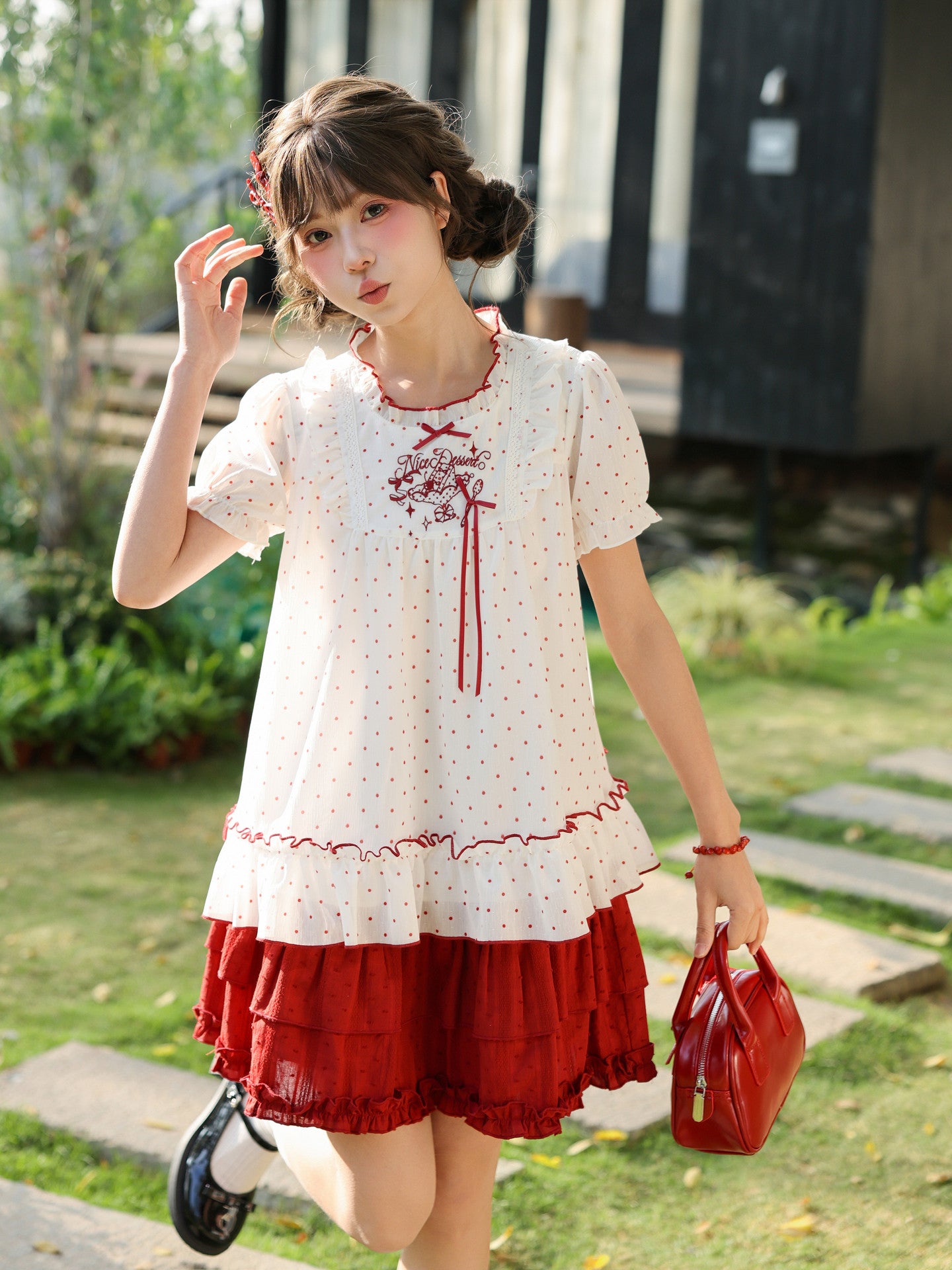 Nice Dessert Polka Doll Blouse-Tops-ntbhshop