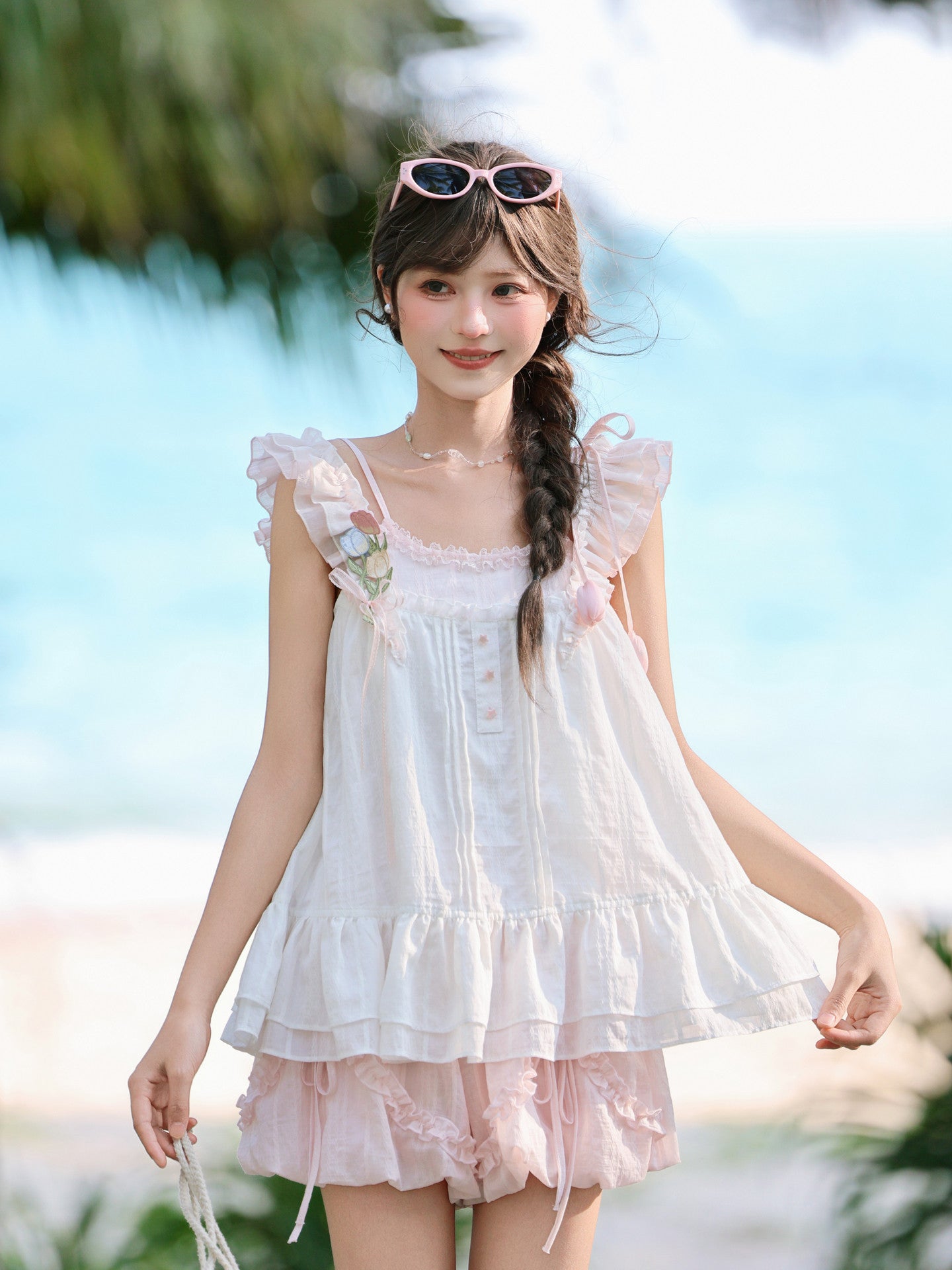 Tulip Bubble Petaline Blouse & Shorts-Sets-ntbhshop