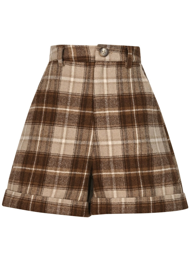 Maillard Retro Plaid Woolen Shorts-ntbhshop