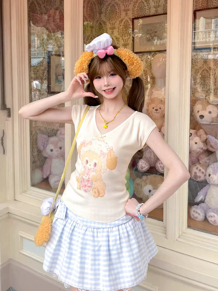 Little Lamb V-Neck Baby Tee-Tops-ntbhshop
