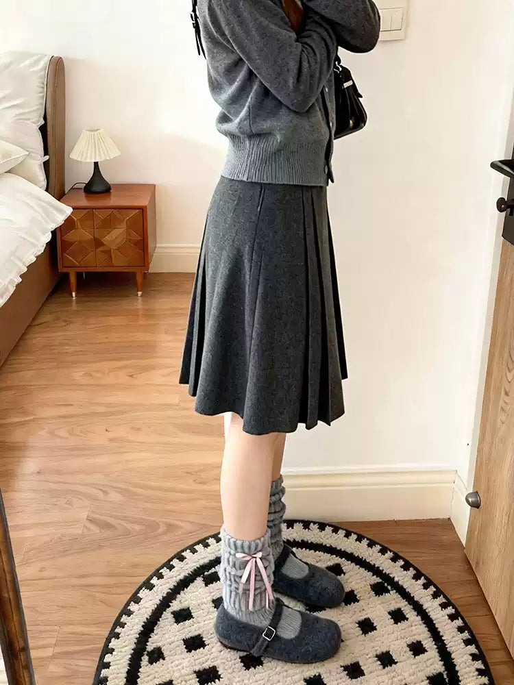 Ashwood Wool Pleated Skirt-Bottoms-ntbhshop