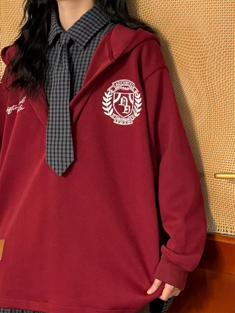 Autumn Hallway Faux Two-Piece Sweatshirts-ntbhshop