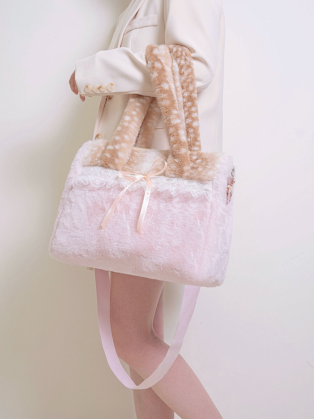 Blushing Fawn Plush Shoulder Bag-ntbhshop
