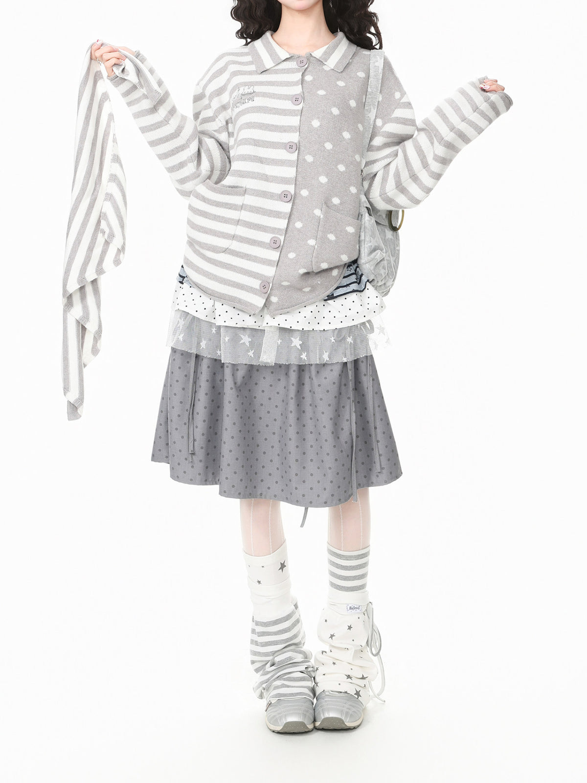 Candy Stripe Scarf Cardigans-Outerwear-ntbhshop