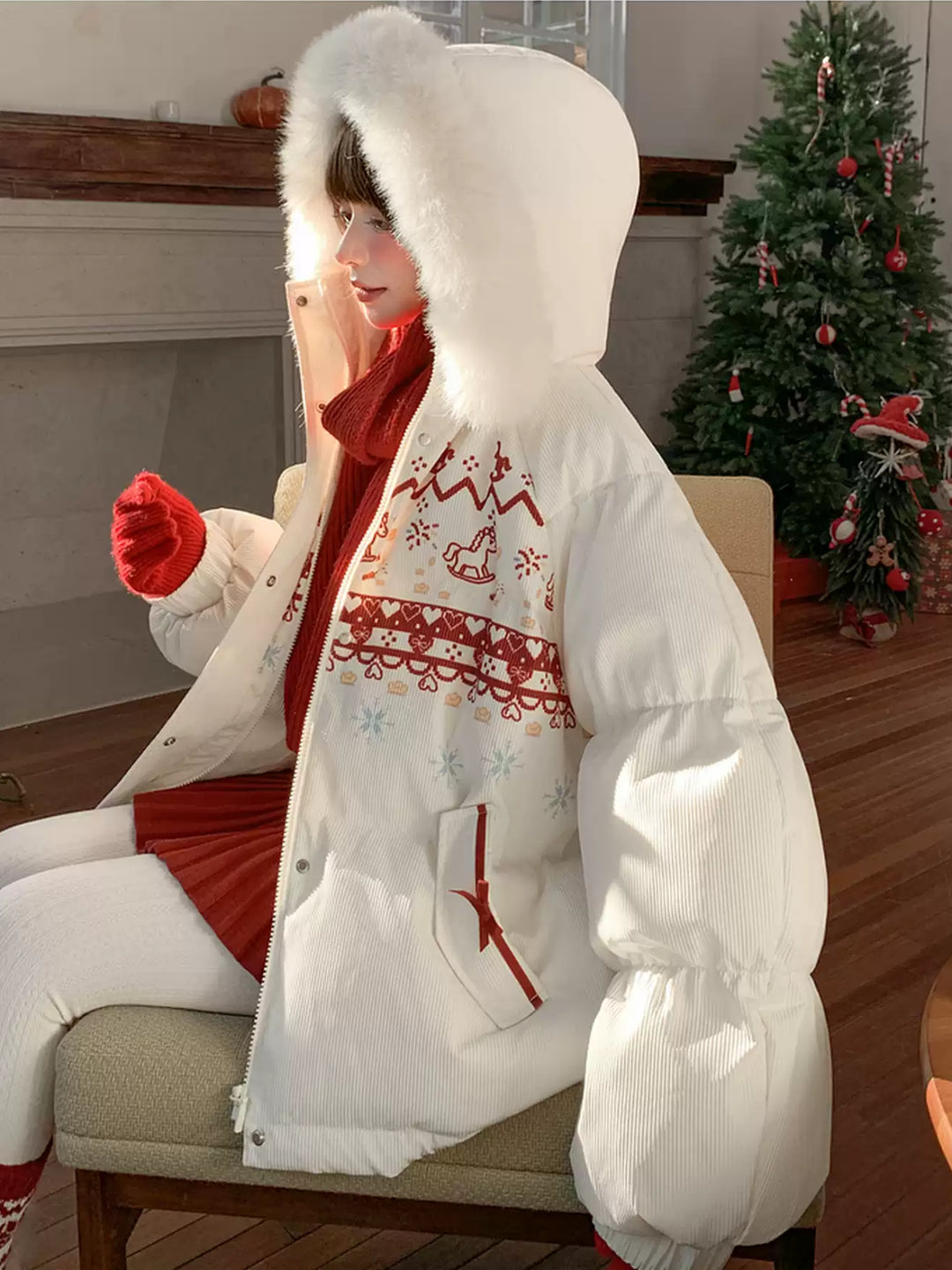 Rocking Pony Ribbon Puffer Jacket-Outerwear-ntbhshop