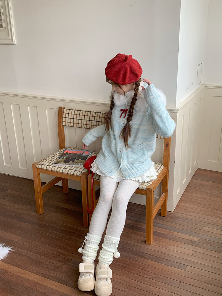 Blueberry Cloud Knit Hooded Cardigan-Outerwear-ntbhshop