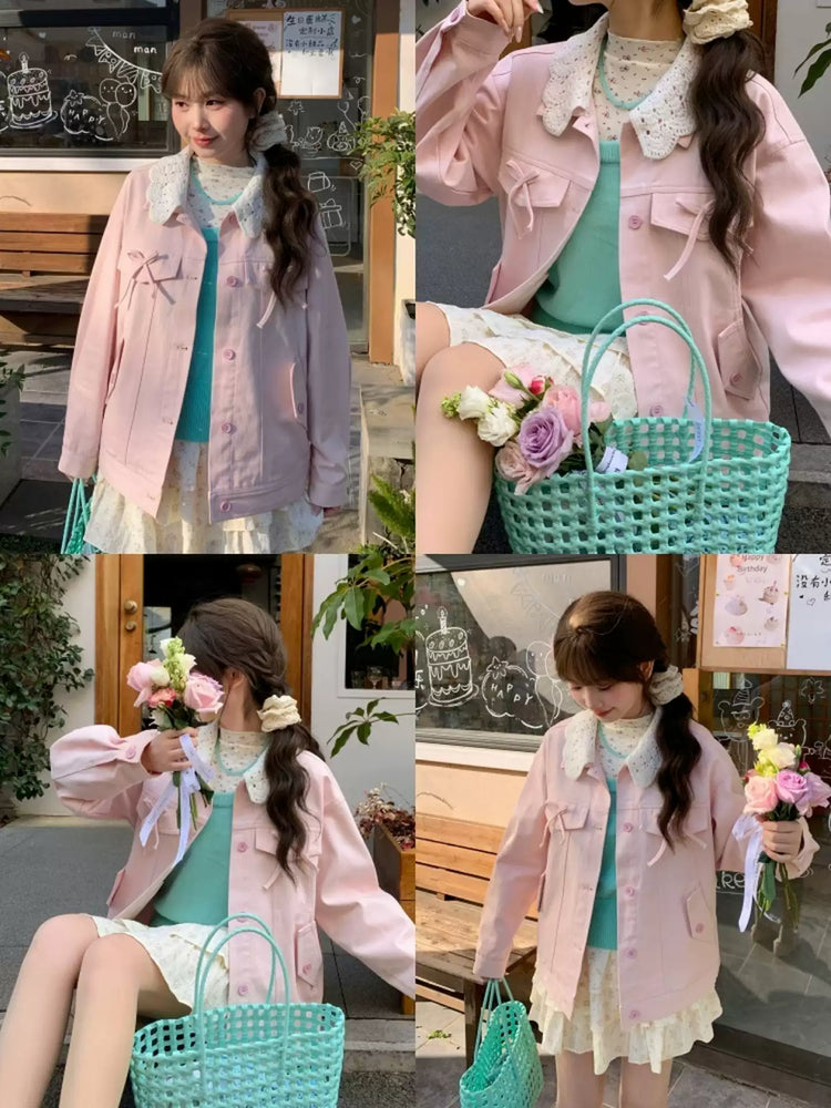 Rosy Whisper Denim Jacket-Outerwear-ntbhshop