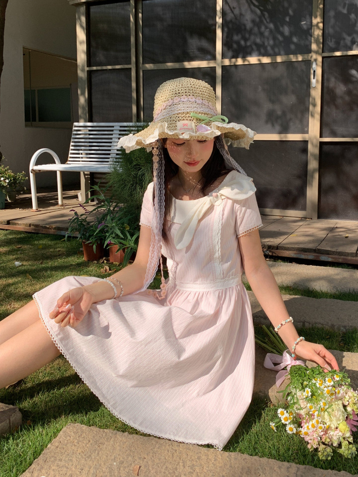 Vanilla Ribbon Stripe Dresses-Dresses-ntbhshop