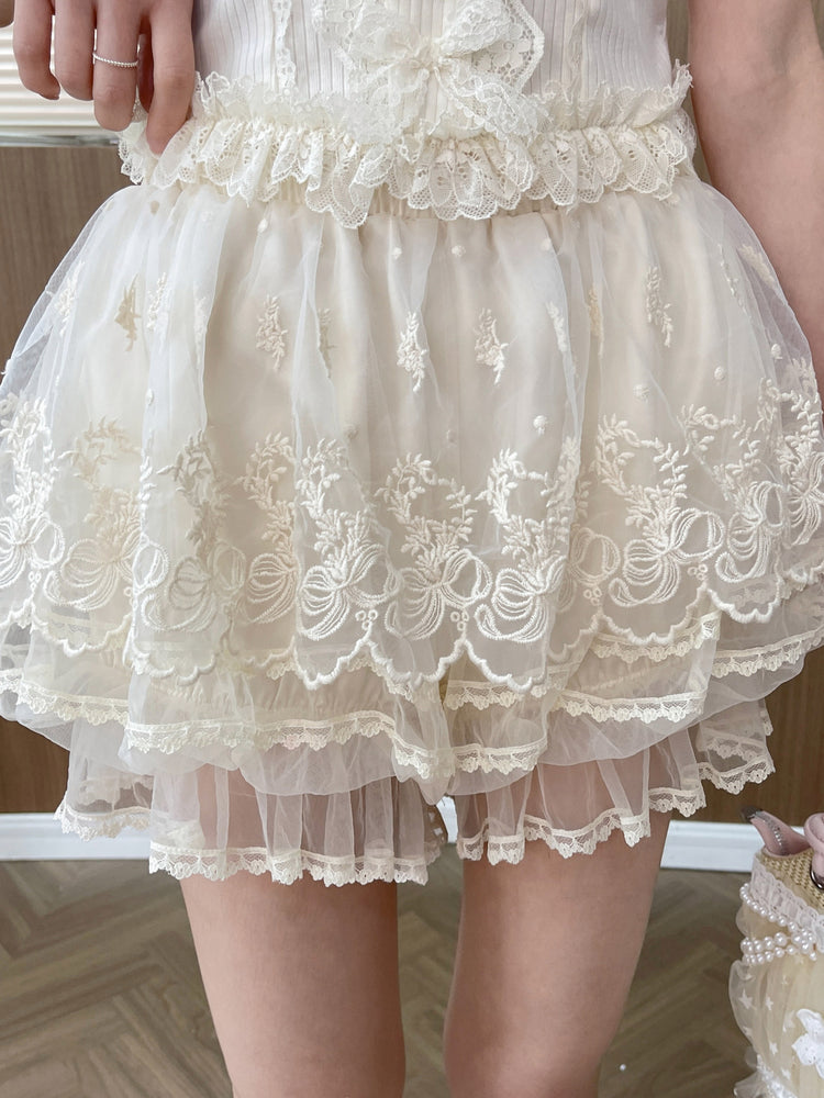 Pearl Lace Bubble Shorts-Bottoms-ntbhshop