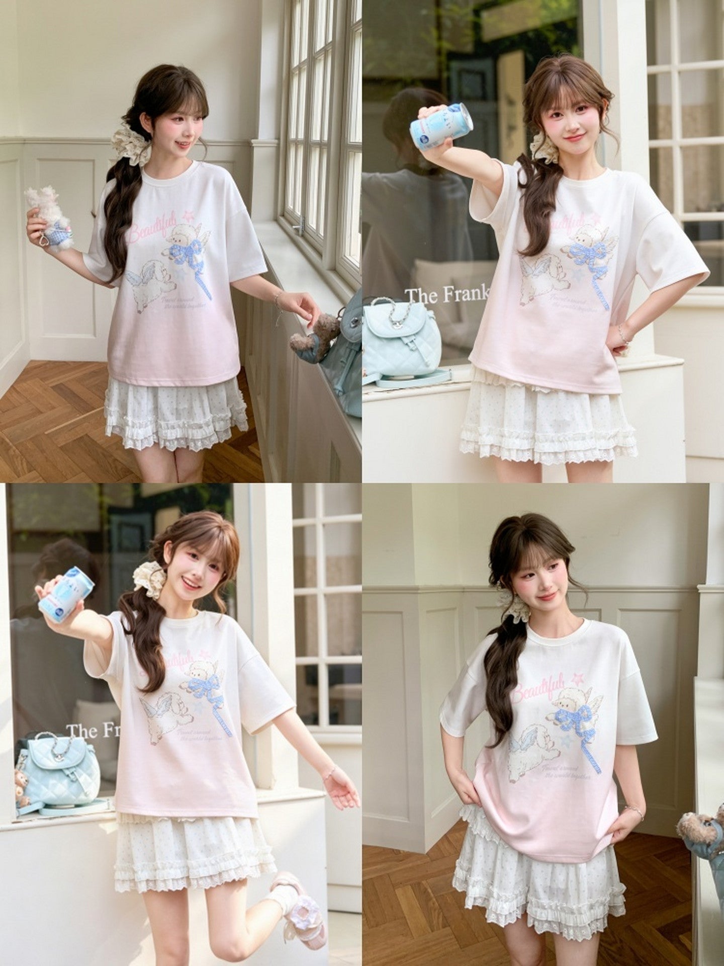 Angel Lamb Gradient Tees-Tops-ntbhshop