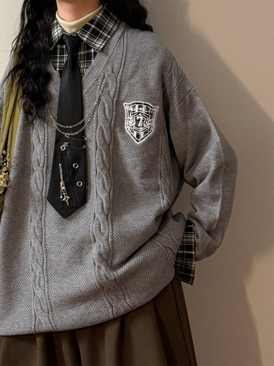 Ashcroft Crest Cable Knit Sweater-Tops-ntbhshop