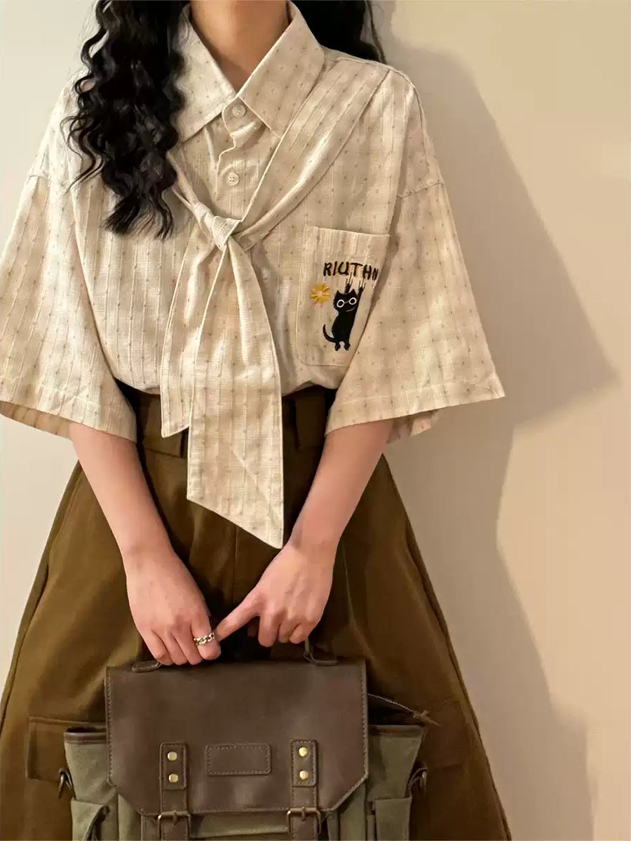 Black Whisker Scarf Shirts-Tops-ntbhshop