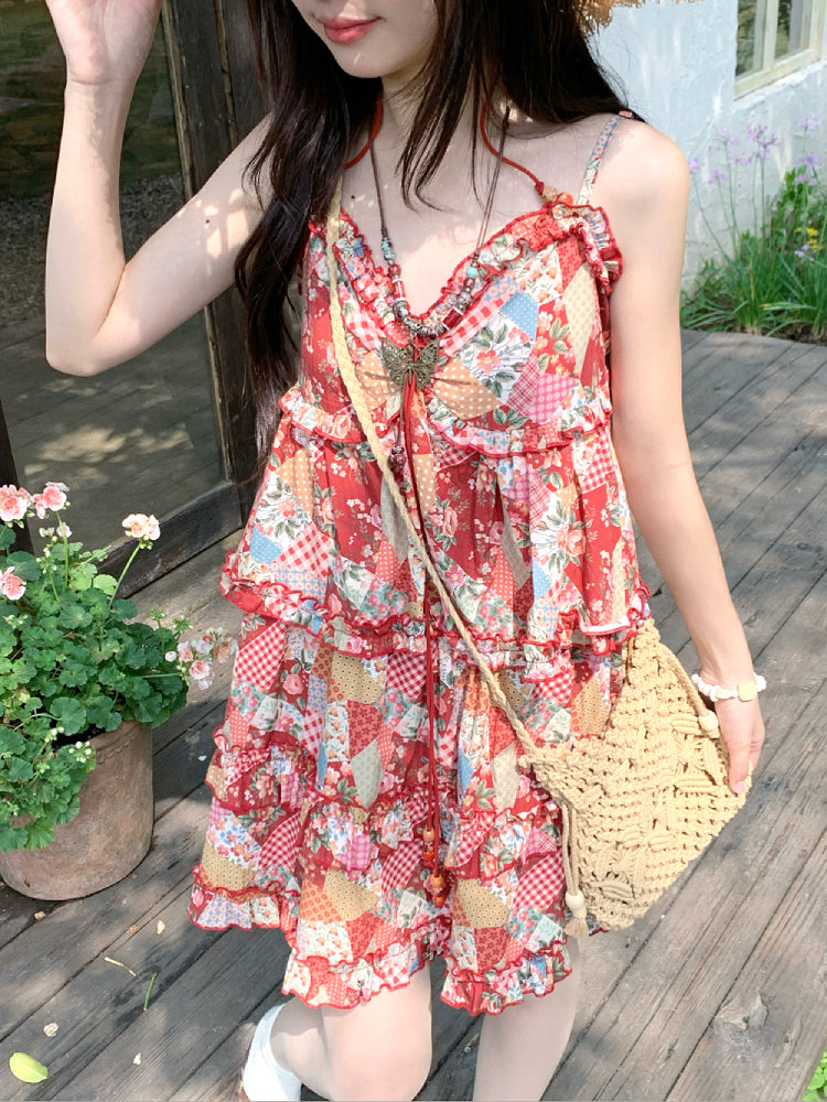 Cherry Picnic Retro Layered Dress-Dresses-ntbhshop