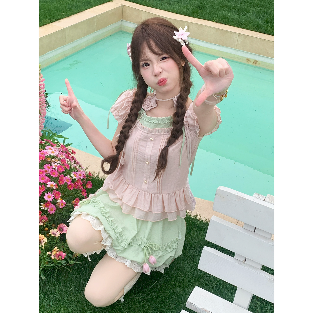 Guava Daydreams Ruffle Top & Skirt-Sets-ntbhshop