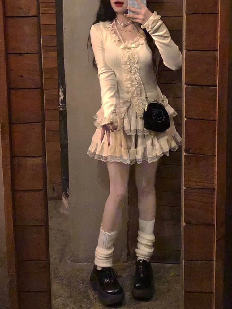 Heart Roll Ballet Knit Blouses-ntbhshop