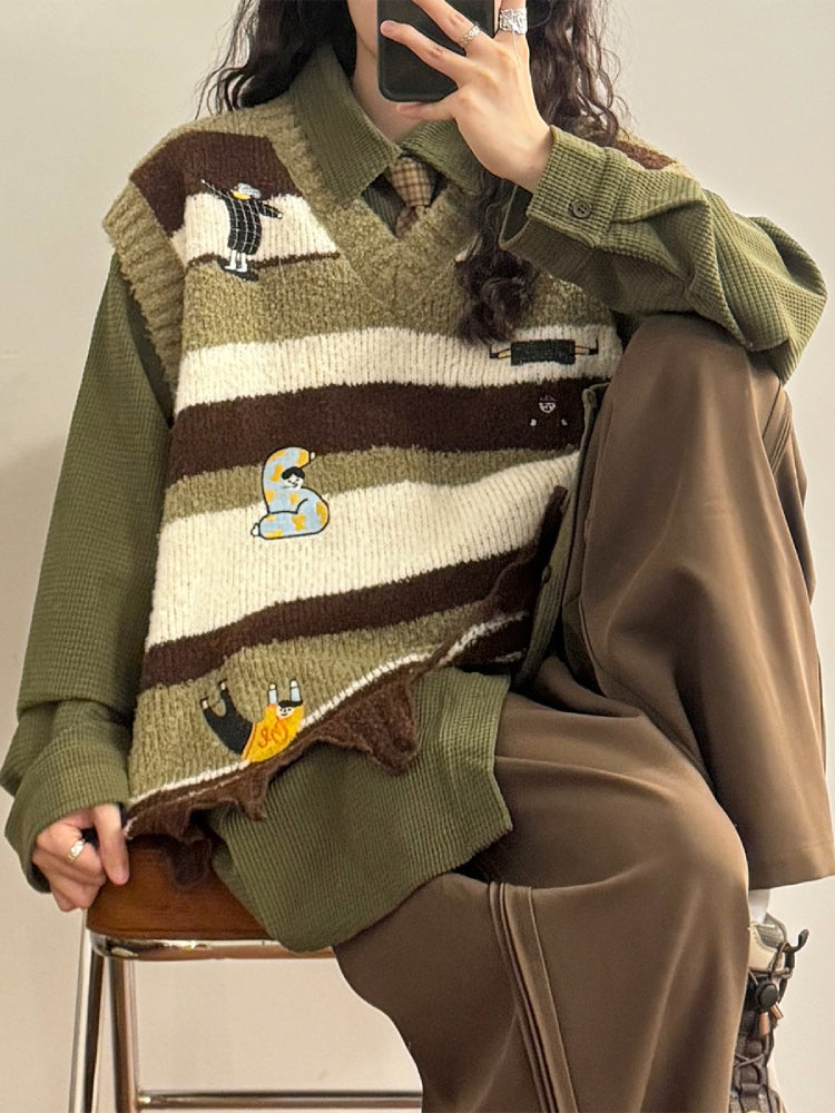 Cartoon Nostalgia Whimsy Knit Vests-ntbhshop