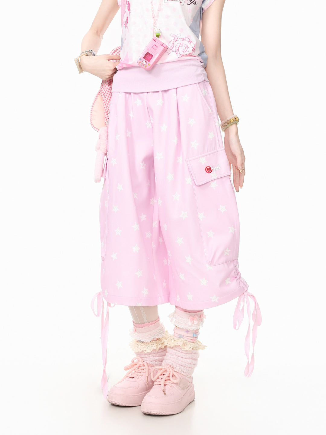 Star Pocket Drawstring Capri Pants-Bottoms-ntbhshop