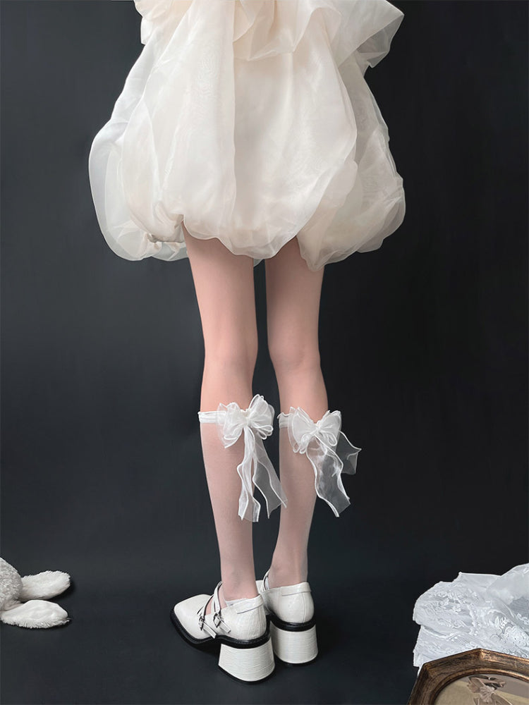 Sugarveil Bow Sheer Knee Socks-ntbhshop