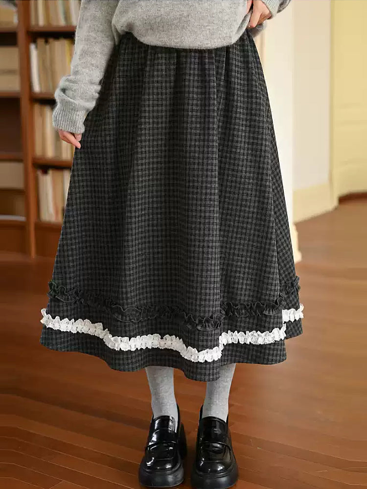 Inkroom Preppy Plaid Midi Skirt-ntbhshop