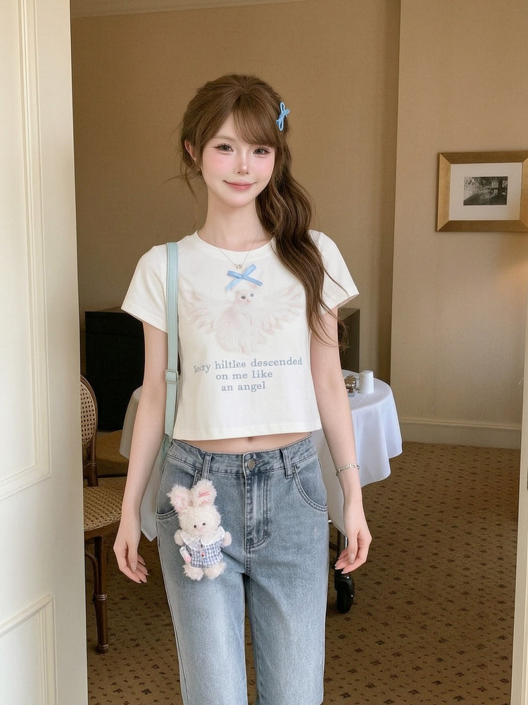Angel Kitten Baby Tee-Tops-ntbhshop
