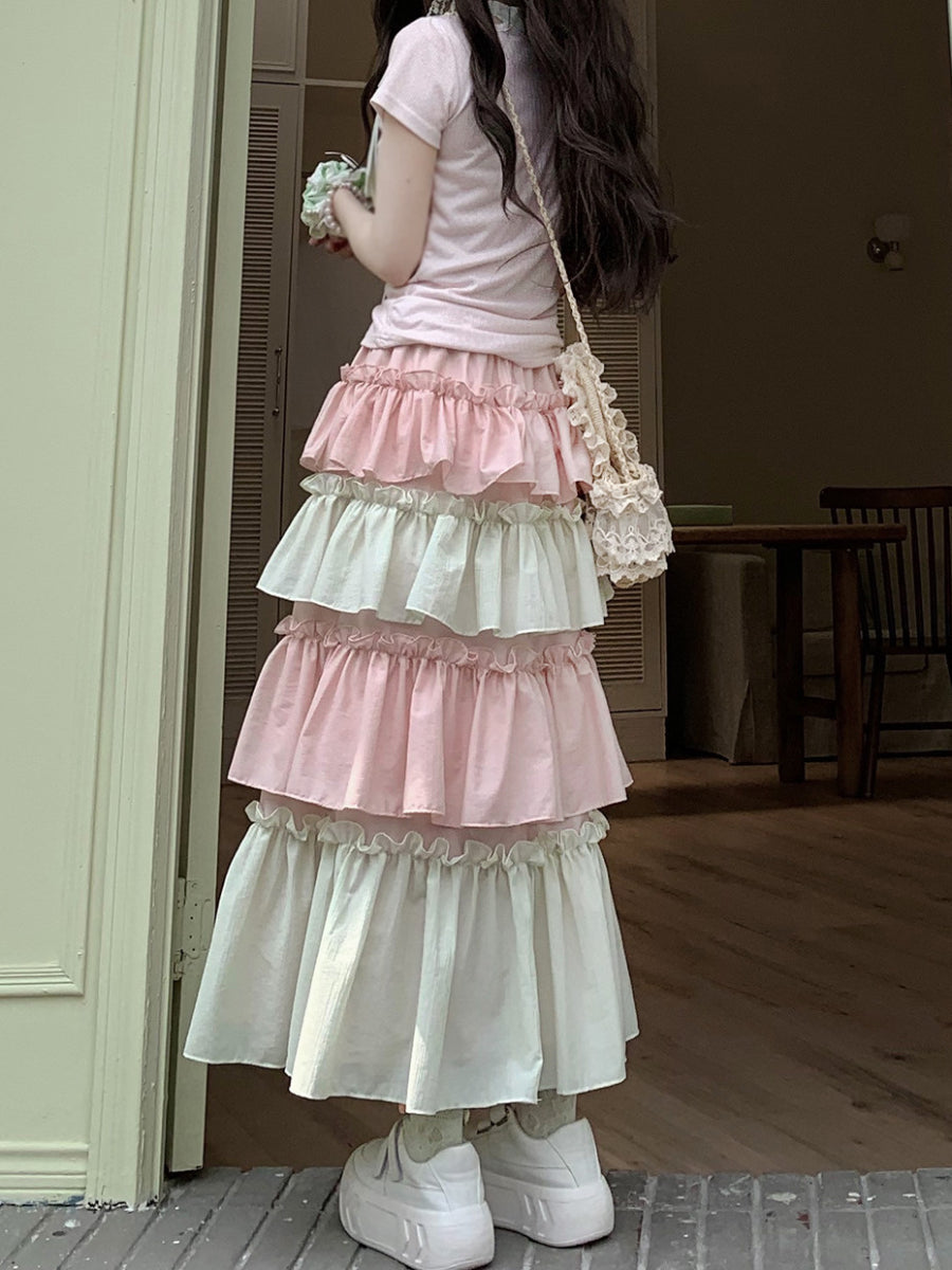 Pastel Marshmallow Layer Skirt-Bottoms-ntbhshop
