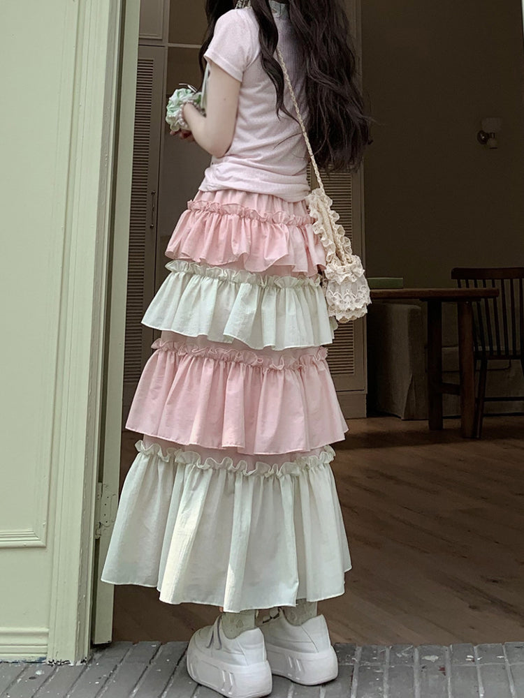 Pastel Marshmallow Layer Skirt-Bottoms-ntbhshop