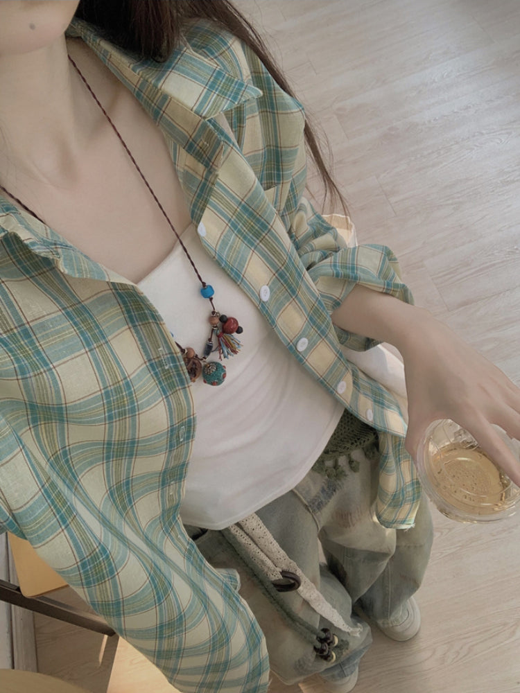 Green Breeze Retro Check Shirt-ntbhshop