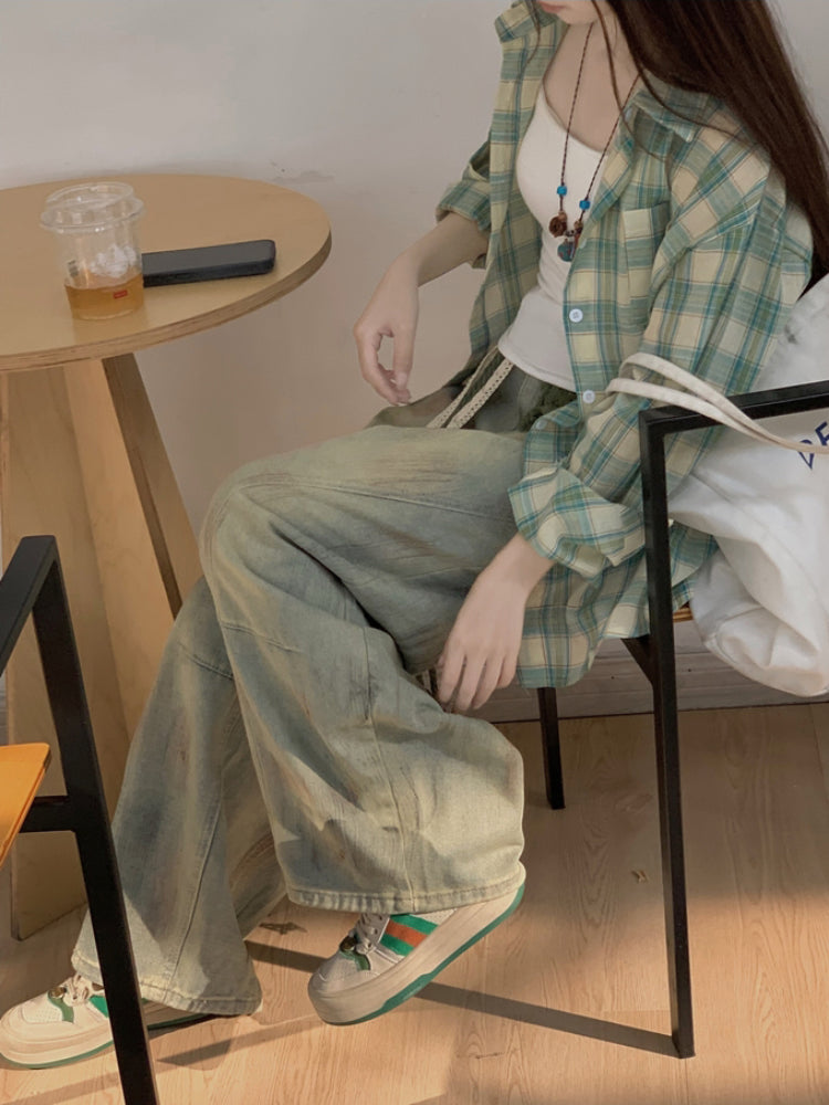 Green Breeze Retro Check Shirt-ntbhshop