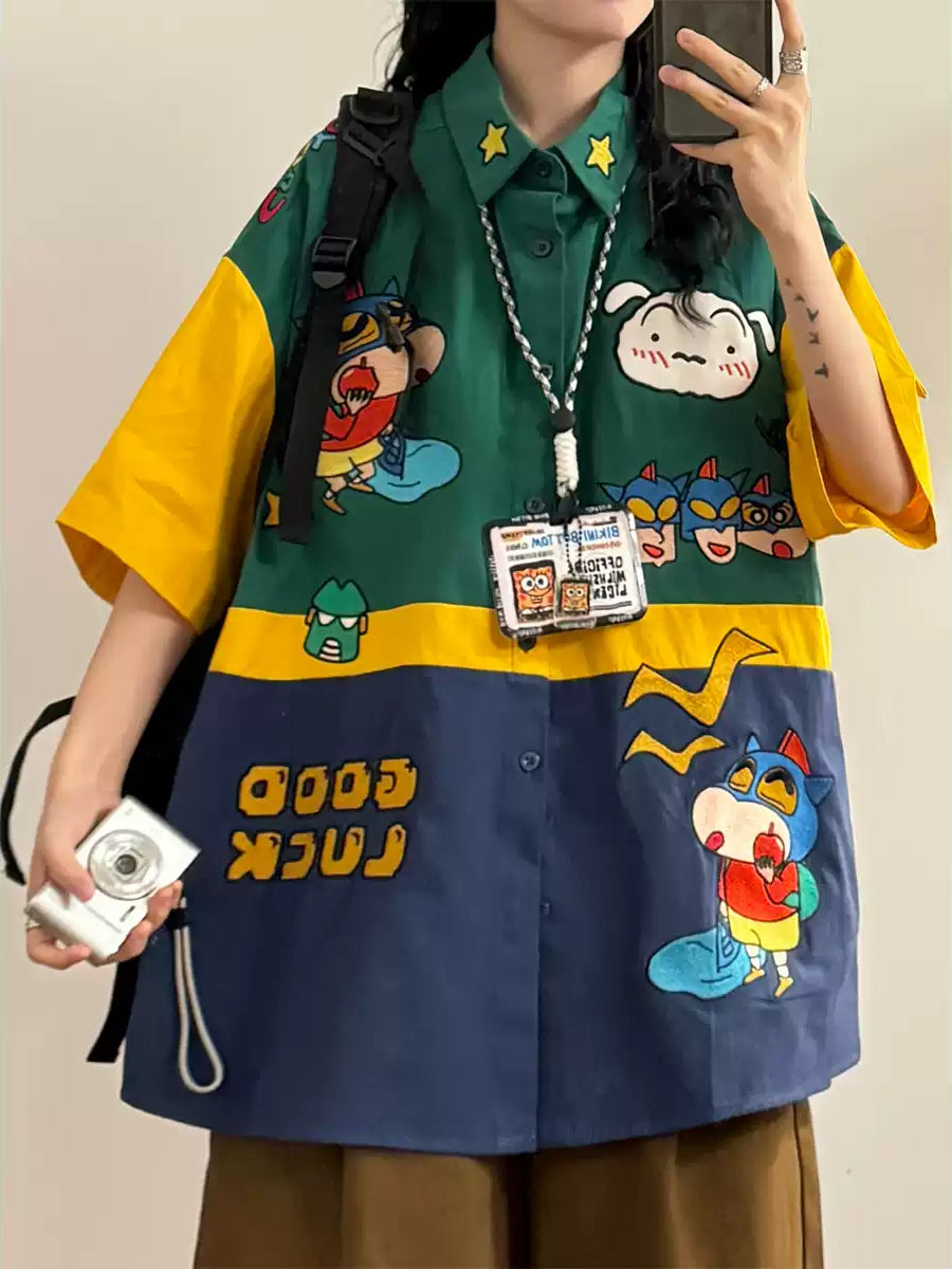 Lucky Star Cartoon Patch Shirts-Tops-ntbhshop