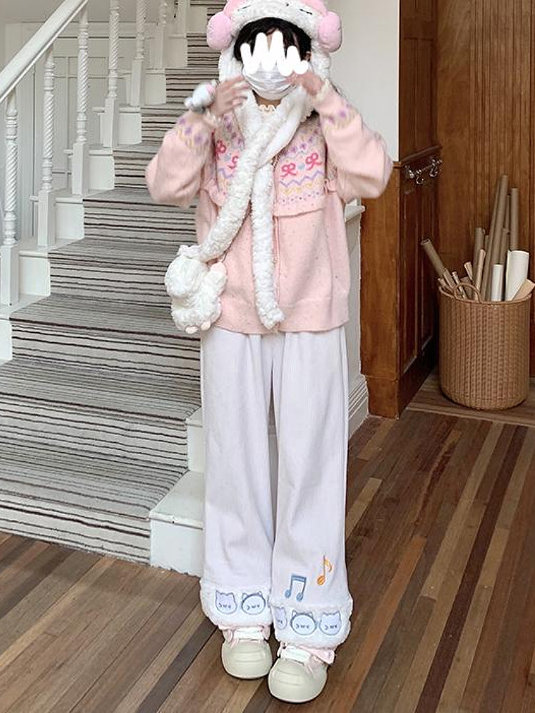 Headphone Kitty Plush Corduroy Pants-ntbhshop