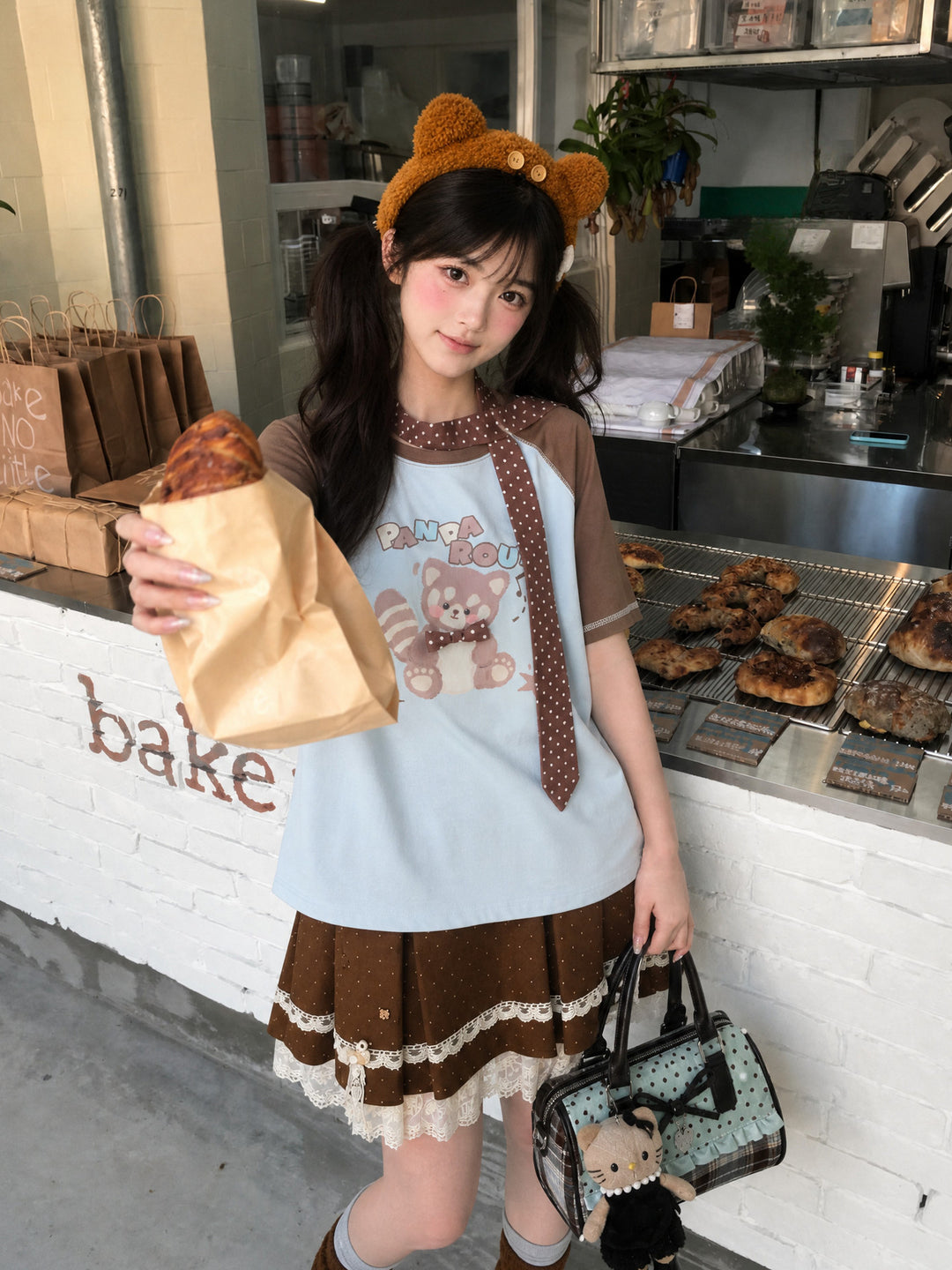 Panda Roux Raglan Tee & Tie-Tops-ntbhshop