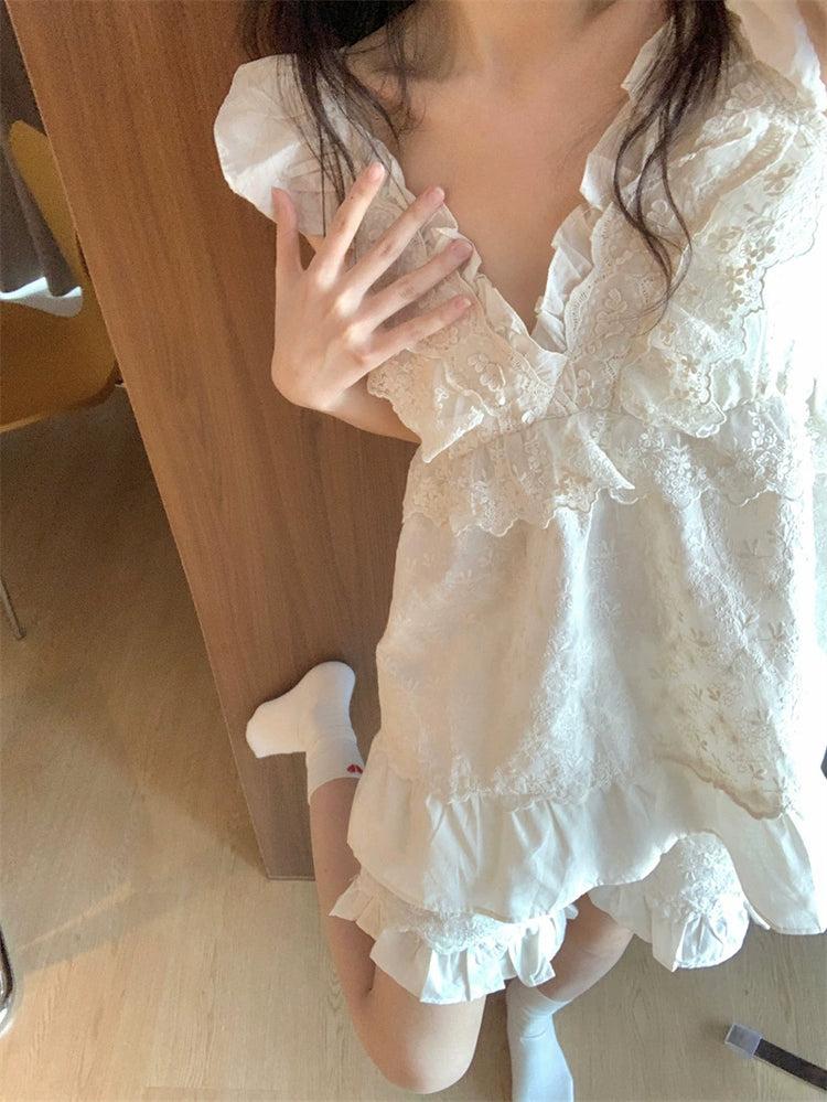 Dreamy Court Lace Pajama Set & Nightdress-ntbhshop