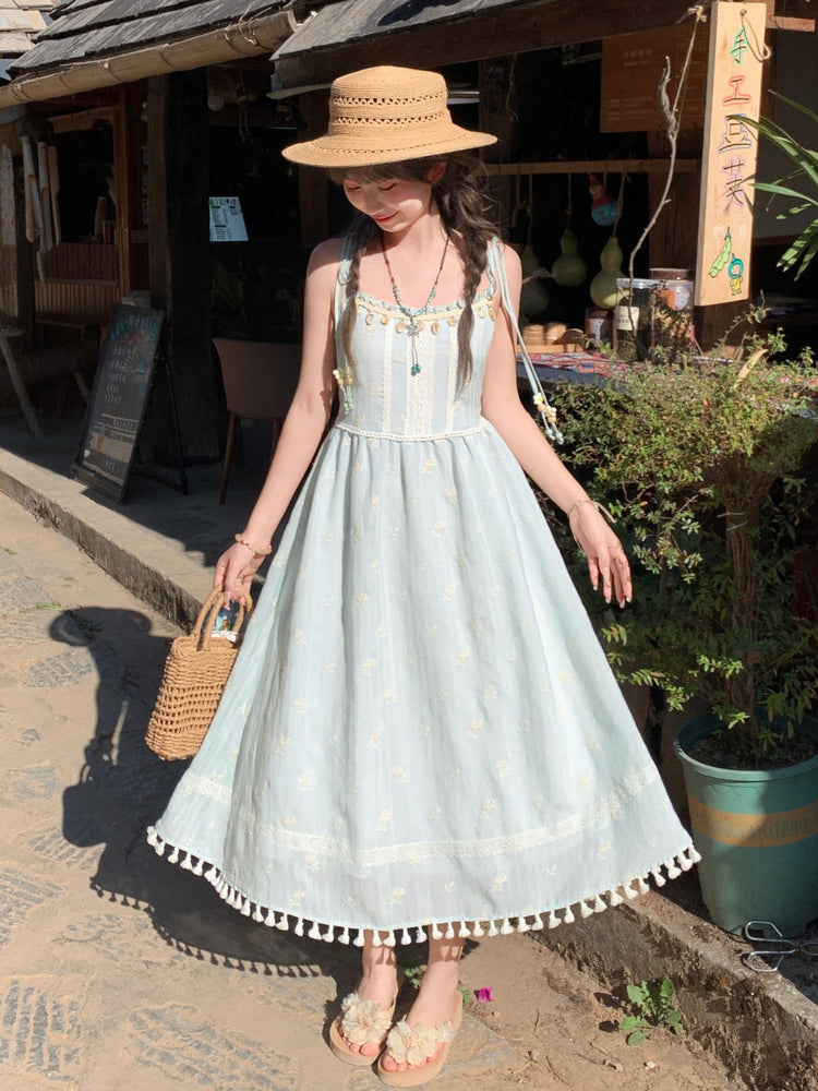 Cloud Sage Tassel Dress