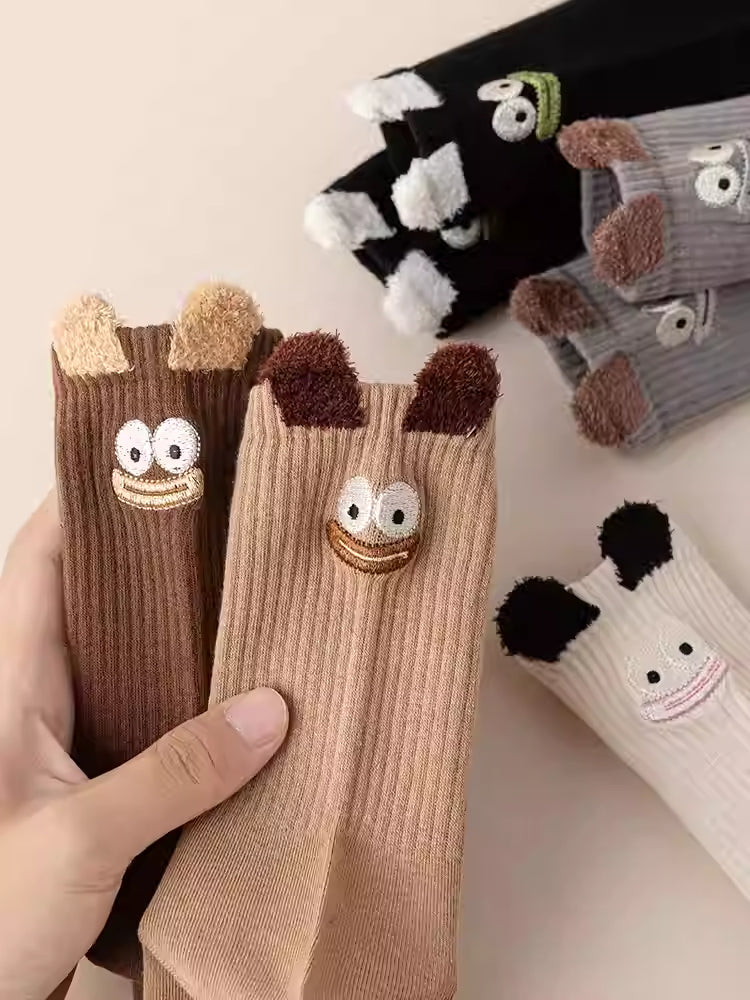 Big Eyes Ribbed Crew Socks-ntbhshop