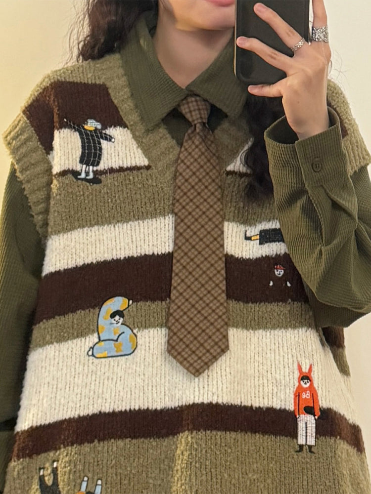 Cartoon Nostalgia Whimsy Knit Vests-ntbhshop