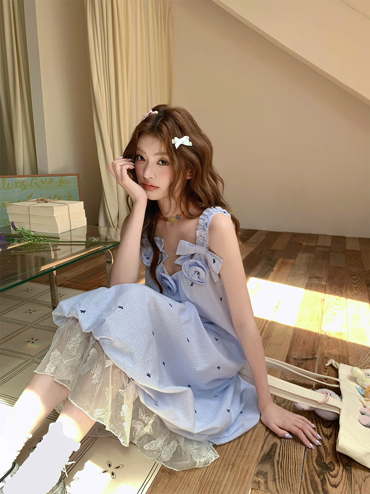 Ice Blossom Lace Bubble Dress-ntbhshop