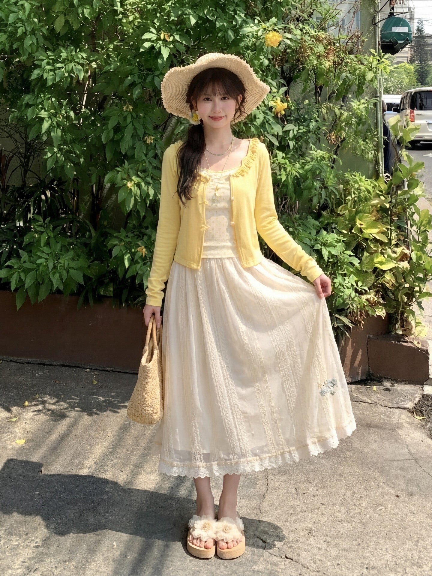 Lemon Sugar Dot Bra Camisole & Cardigan-ntbhshop