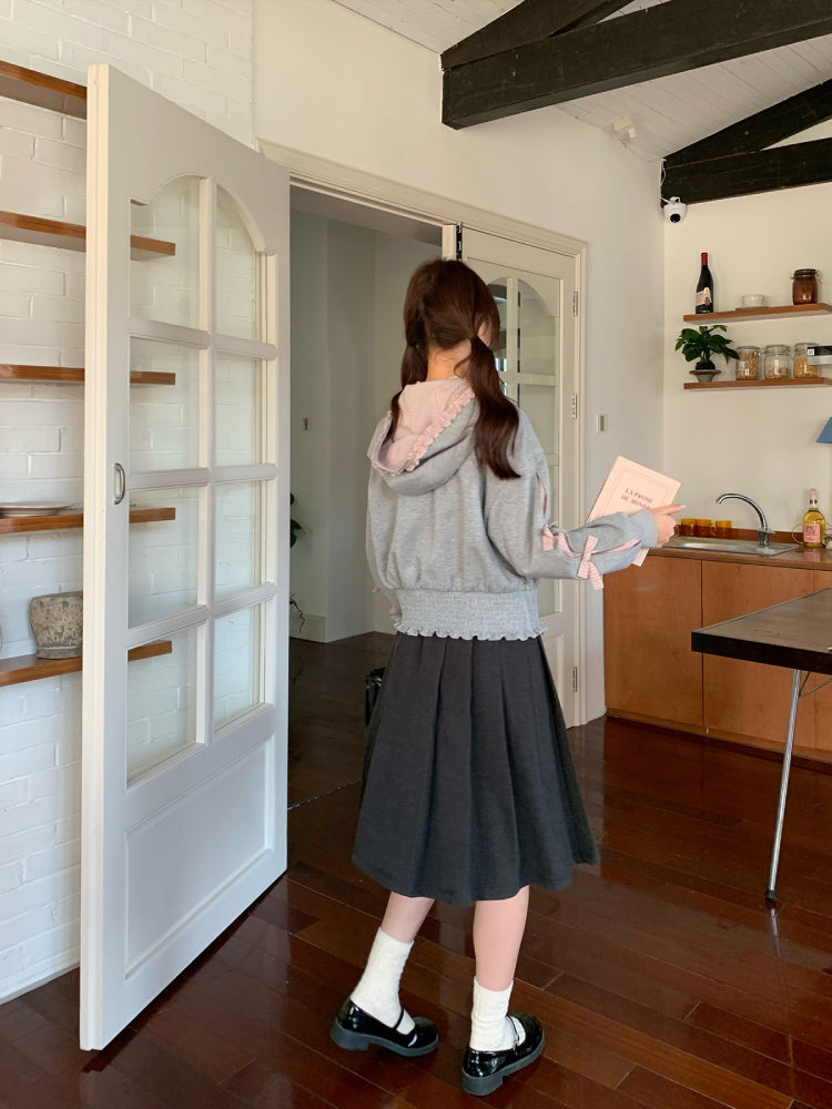 Bunny Gingham Bow Hooded Jacket-ntbhshop