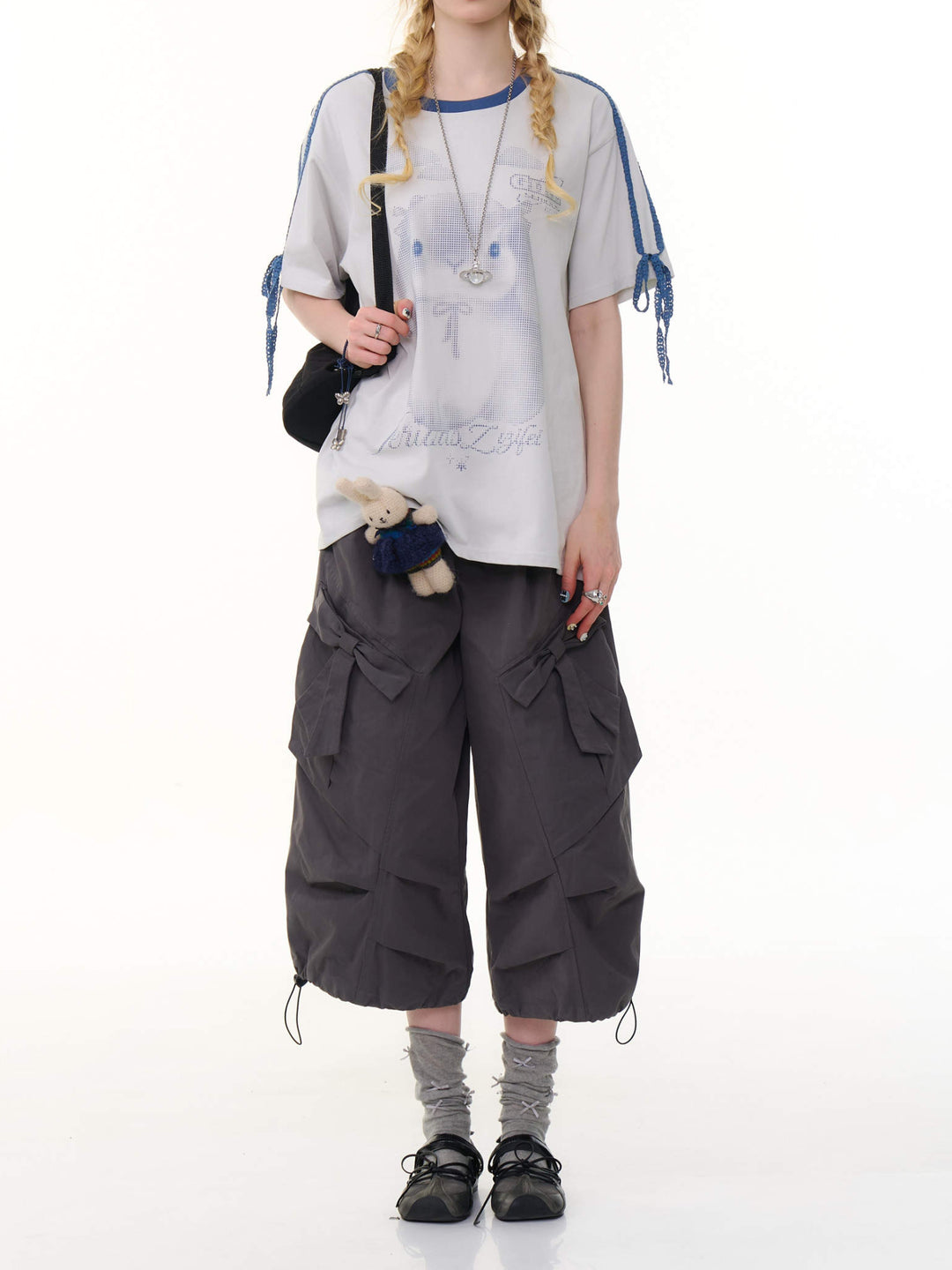 Ribbon Cotton Capri Pants-Bottoms-ntbhshop