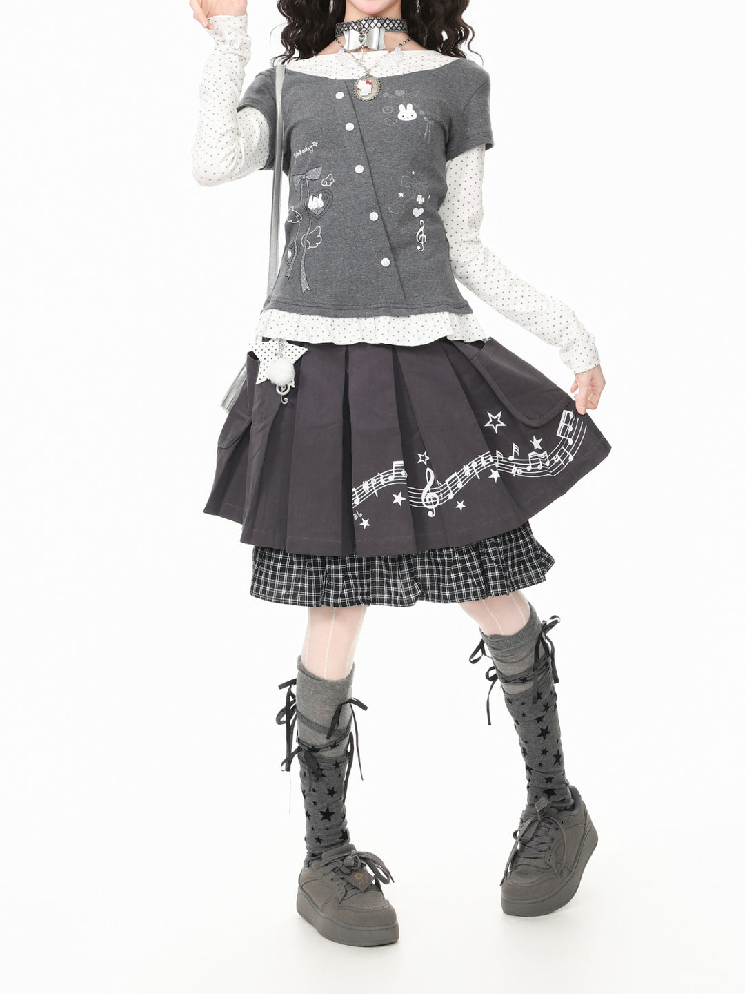 Whimsy Melody Pleated Skirt-Bottoms-ntbhshop