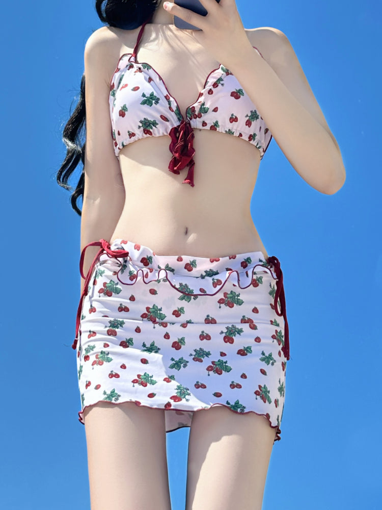Berry Frenchie Three-Piece Swimsuit-ntbhshop