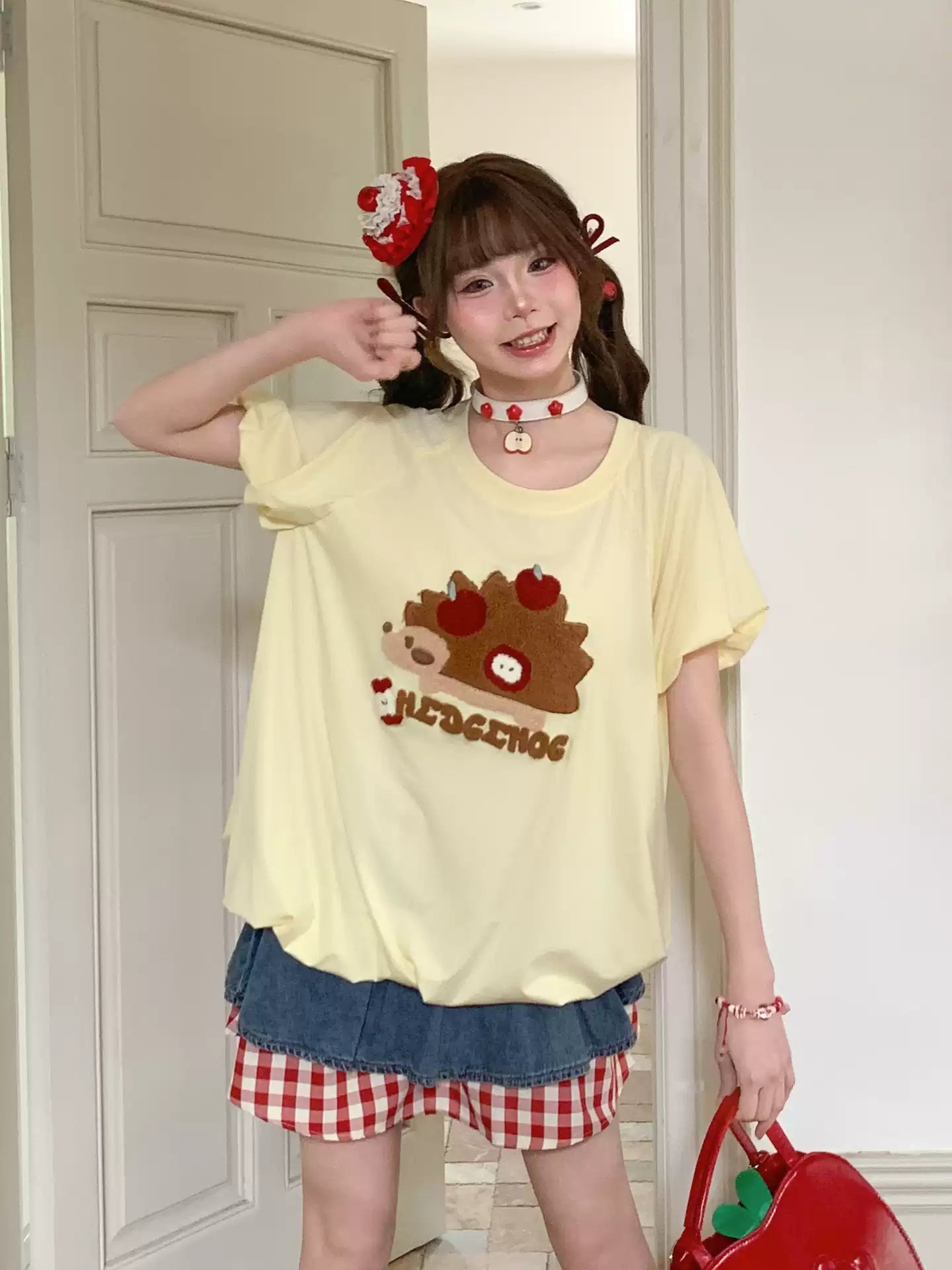 Apple Hedgehog Bubble Tee-Tops-ntbhshop