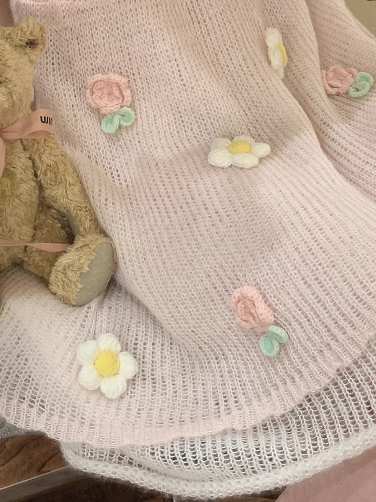 Dreamy Bloom Knit Slip Dress Set-ntbhshop