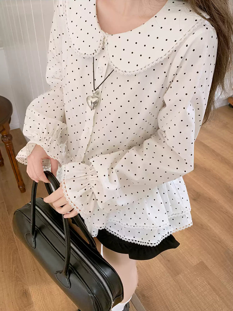 Sugar Dot Cotton Doll Blouse-Tops-ntbhshop