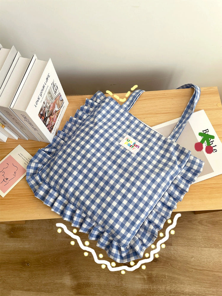 Candy Series Ruffle Plaid Tote Bags-ntbhshop