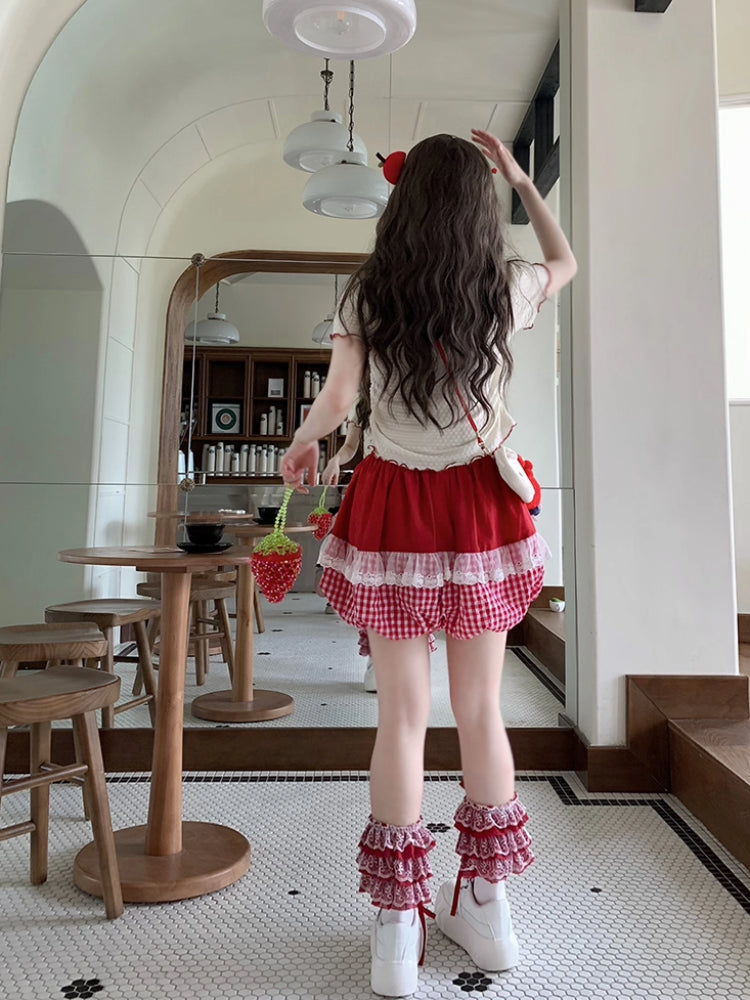 Berry Bloom Gingham Bubble Shorts-ntbhshop