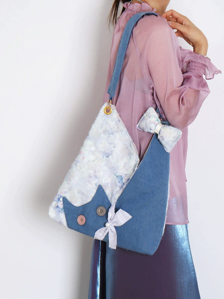 Cloudpuff Denim Kitty Hobo Bag-ntbhshop