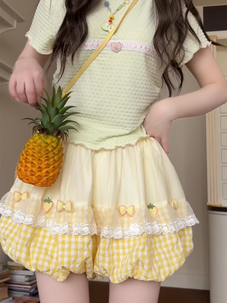 Berry Bloom Gingham Bubble Shorts-ntbhshop