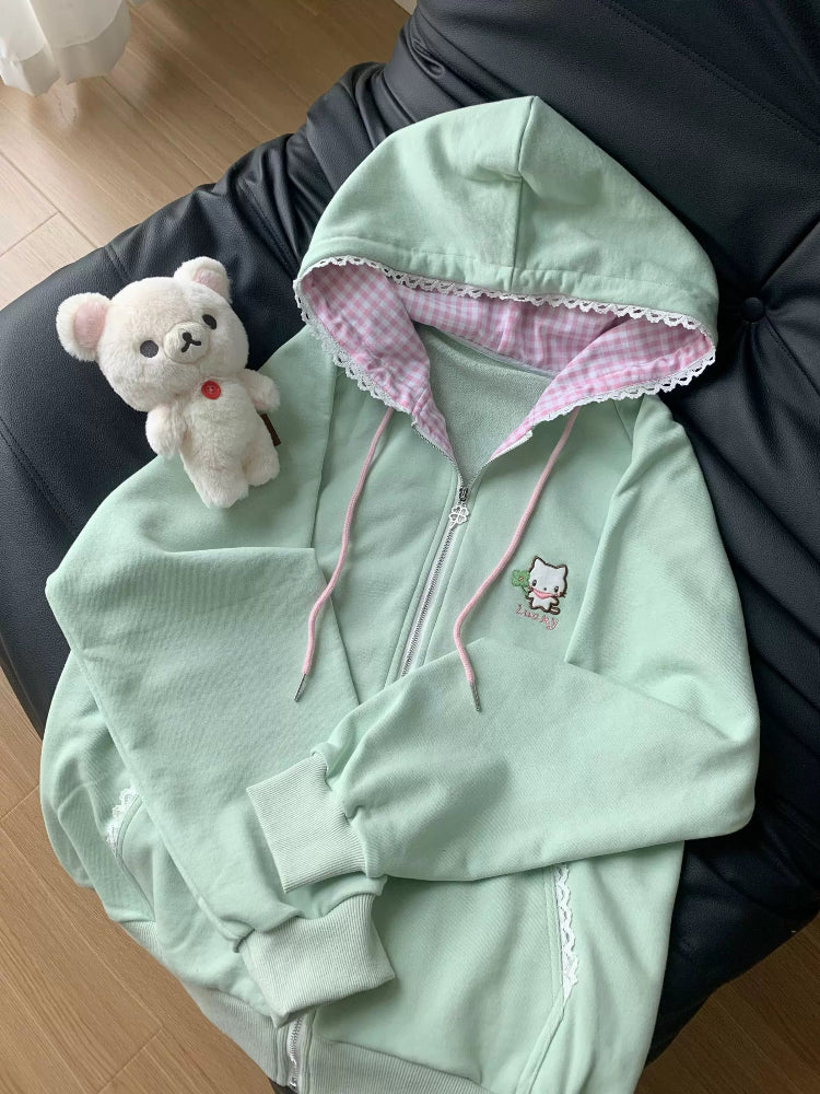 Lucky Clover Kitten Oversize Hooded Jacket-ntbhshop
